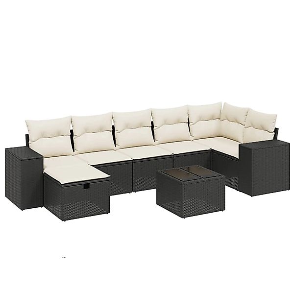 vidaXL 8-tlg Garten-Sofagarnitur mit Kissen Schwarz Poly Rattan Modell 133 günstig online kaufen