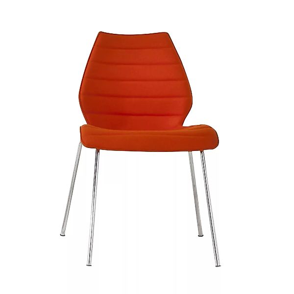 Kartell - Maui Soft Stuhl - orange/Stoff Trevira/Gestell verchromter Stahl günstig online kaufen