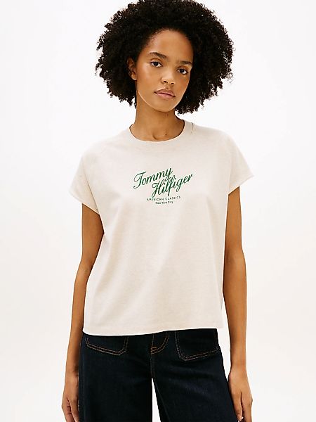 Tommy Hilfiger Kurzarmshirt "SEASONAL SCRIPT CAP SLV TEE" mit Raglanärmeln, günstig online kaufen