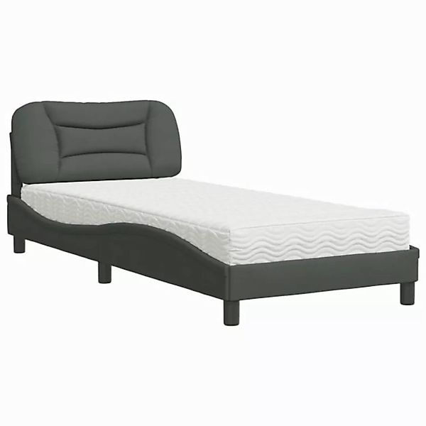 vidaXL Bettgestell, Bett mit Matratze Dunkelgrau 90x190 cm Stoff günstig online kaufen