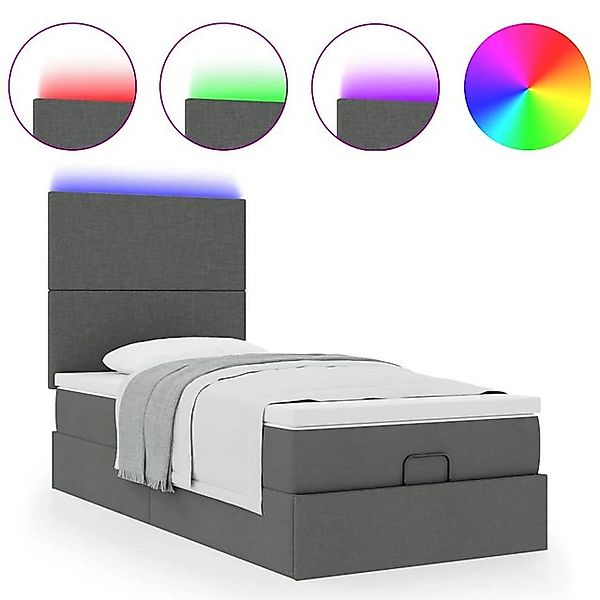 vidaXL Bett Ottoman-Bett mit Matratze & LEDs Dunkelgrau 90x190 cm Stoff günstig online kaufen