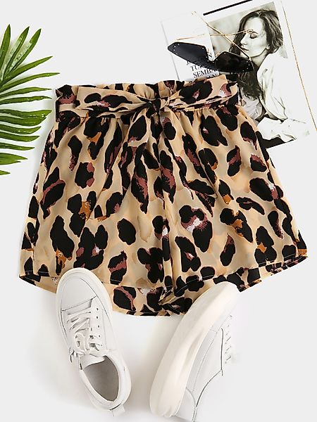 Yoins Leopardengürtel Design Chiffon Shorts günstig online kaufen
