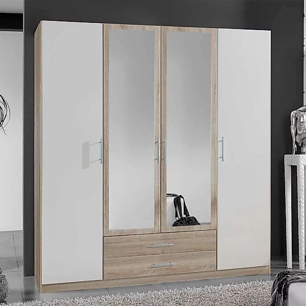 Kleiderschrank zweifarbig mit Spiegeltüren und Schubladen Made in Germany günstig online kaufen