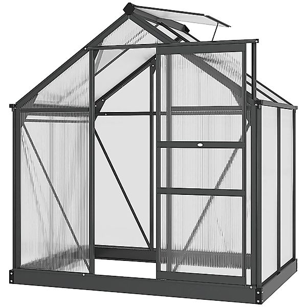 Outsunny Gewächshaus mit Dachfenster 190 x  132 x 201 cm Grau Transparent günstig online kaufen