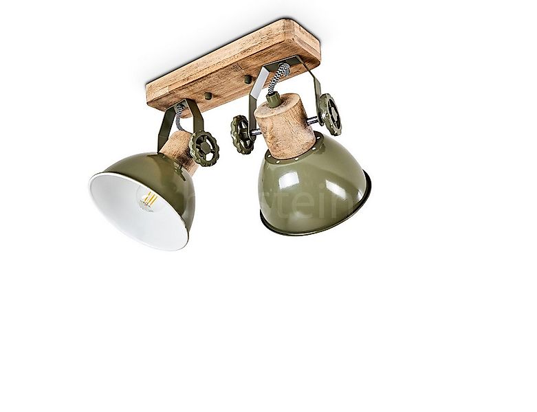 hofstein Deckenleuchte »Cotes« Deckenlampe aus Metall/Holz in Grün/Weiß/Bra günstig online kaufen