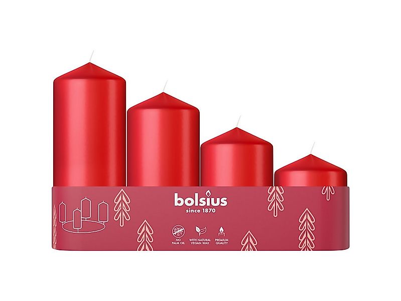 Bolsius Kugelkerze Bolsius Stumpenkerzen 4er Tray abgestuft Ø 4,8 cm günstig online kaufen