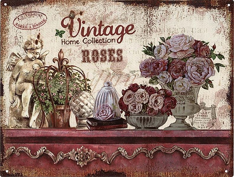 Moritz Metallschild Blechschild Vintage Home Collection Roses, (Einzeln), 2 günstig online kaufen