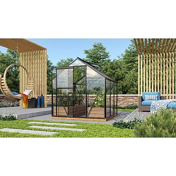 Vitavia Gewächshaus Venus 3800 Schwarz 3,8 m² inkl. Fundament günstig online kaufen