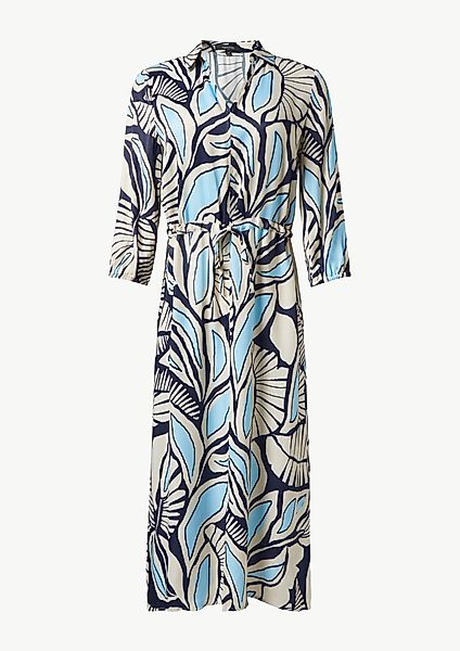 comma Maxikleid Gemustertes Hemdblusenkleid mit Tunnelzug günstig online kaufen