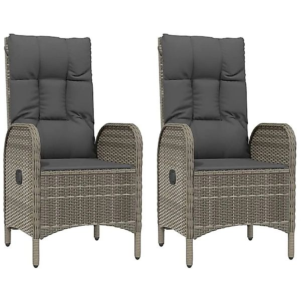 vidaXL Gartenstühle 2 Stk Poly Rattan Grau 46219 günstig online kaufen