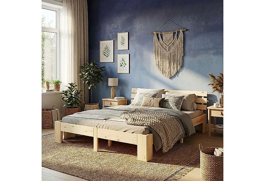 Homestyle4u Holzbett 90x200 120x200 140x200 160x200 180x200 Doppelbett Kopf günstig online kaufen