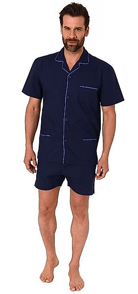Normann Pyjama Herren Shorty Pyjama kurzarm gewebt mit durchknöpfbarem Ober günstig online kaufen