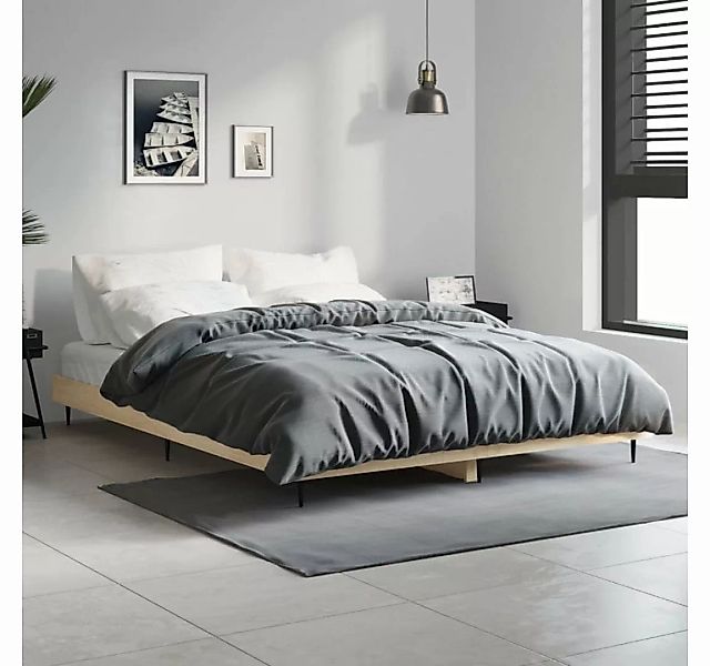 furnicato Bett Bettgestell Sonoma-Eiche 135x190 cm Holzwerkstoff günstig online kaufen