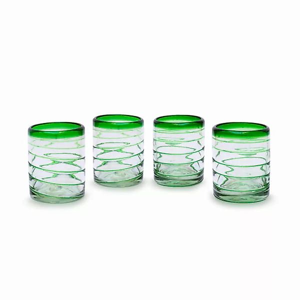 Mundgeblasene Gläser 4er Set Spirale Grün 450ml günstig online kaufen