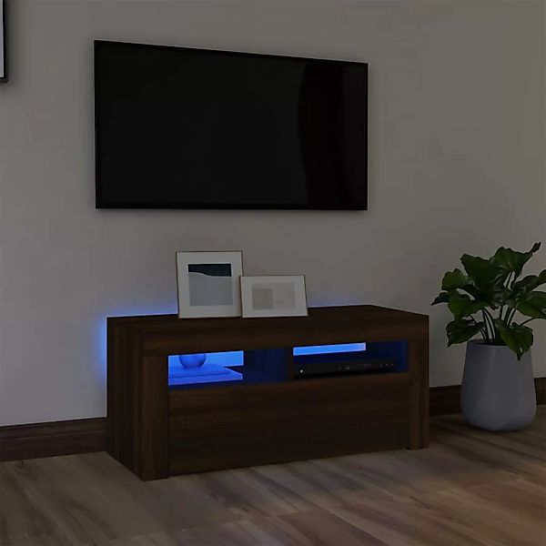 Vidaxl Tv-schrank Mit Led-leuchten Braun Eichen-optik 90x35x40 Cm günstig online kaufen