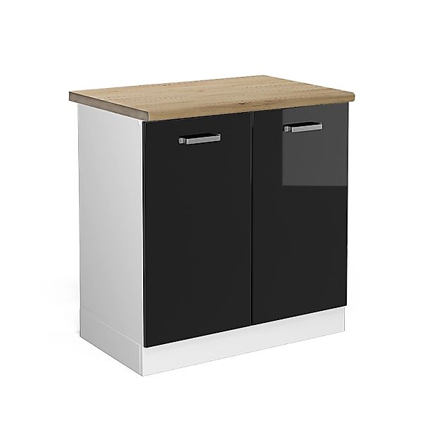 Vicco Unterschrank R-Line, Schwarz Hochglanz/Weiß, 80 cm ohne Arbeitsplatte günstig online kaufen
