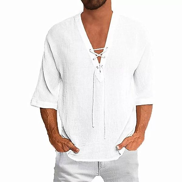 FIDDY Blusentop Hemden für Männer Herren Hemd Kurzarm Herren Leinenhemd günstig online kaufen