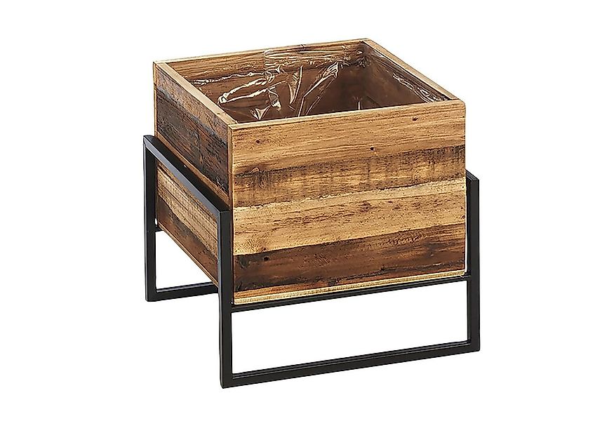 Kobolo Blumentopf Übertopf Pflanztopf - Holz und Metall schwarz Gr1 günstig online kaufen