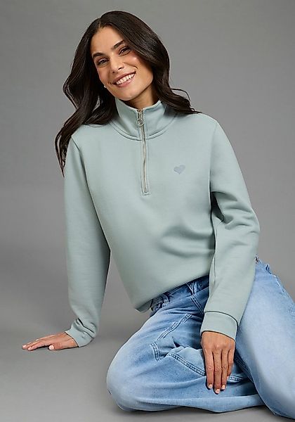 Laura Scott Sweater Modisch verkürzt mit Troyer‑Kragen und Reißverschluss­ günstig online kaufen