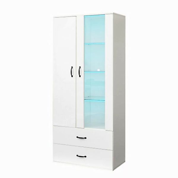 Celya Vitrine 16-farbige LED-Lichtvitrine mit Glasböden,Höhe: 182cm Buffet- günstig online kaufen