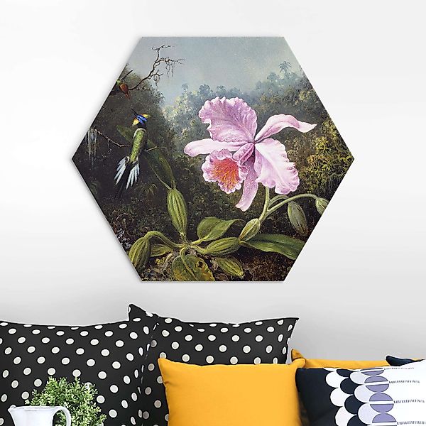 Hexagon-Alu-Dibond Bild Martin Johnson Heade - Stillleben mit Orchidee und günstig online kaufen