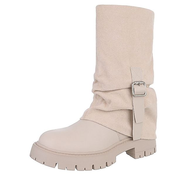 Ital-Design Modische Damenstiefel mit Gurt-Detail für Herbst/Winter Plateau günstig online kaufen