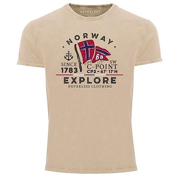 Neverless Print-Shirt Herren Vintage Shirt Norway Explore norwegische Flagg günstig online kaufen