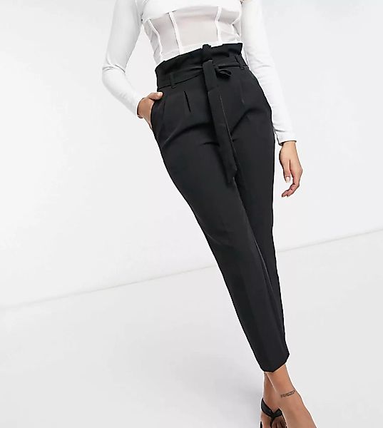 New Look Petite – Hose mit Taillenschnürung in Schwarz günstig online kaufen
