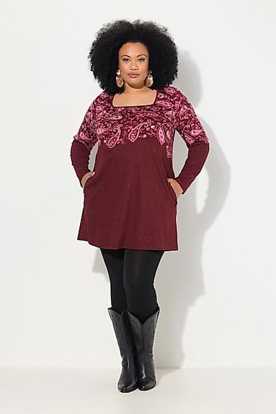 Ulla Popken Longshirt Longshirt A-Linie Carree-Ausschnitt günstig online kaufen