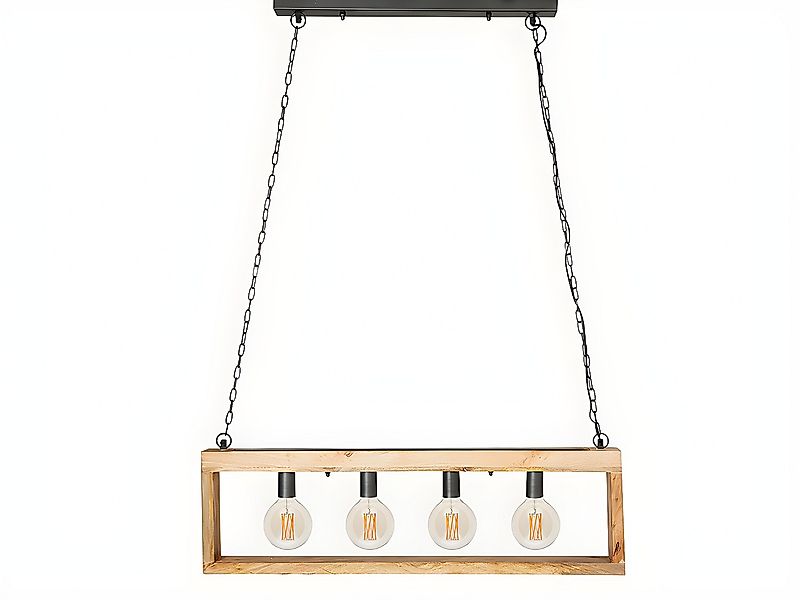 Hängeleuchte mit 4 Strahlern Industrial Stil - Holz & Metall - 31 x 100 cm günstig online kaufen