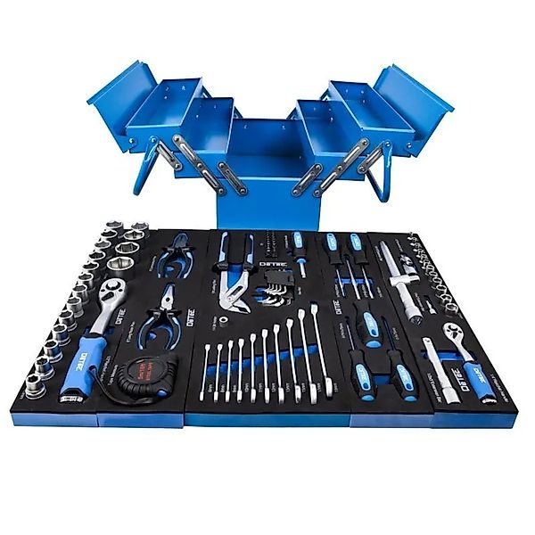 DeTec. Metall Werkzeugkiste 86 tlg In Blau Zum Aufklappen Werkzeugkasten Ge günstig online kaufen