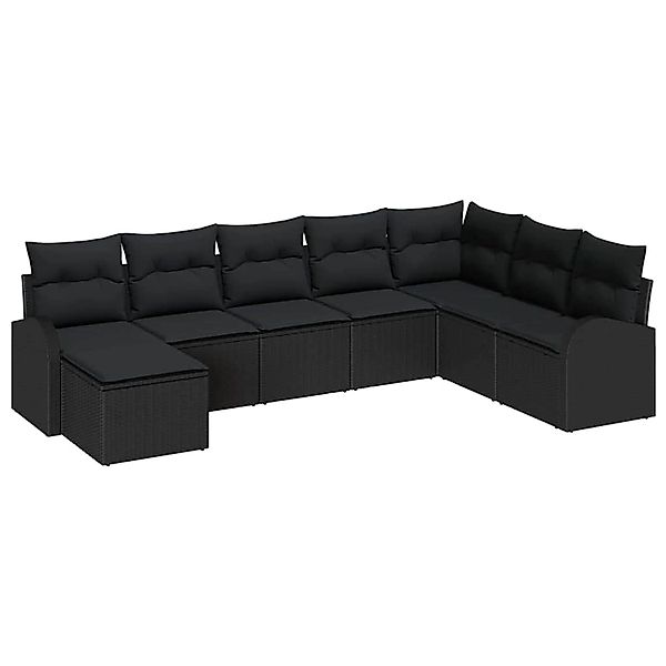 vidaXL 8-Teilige Garten-Sofaset mit Kissen Schwarz Poly Rattan 3346163 günstig online kaufen