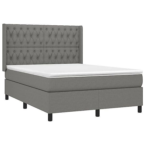 vidaXL Boxspringbett mit Matratze & LED Dunkelgrau 140x190 cm Stoff 3138550 günstig online kaufen