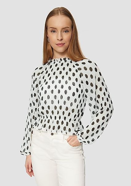 QS Langarmbluse Plissierte Chiffonbluse mit Punktemuster günstig online kaufen
