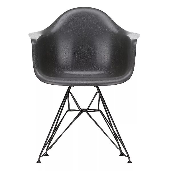 Vitra - Eames Fiberglass Armchair DAR Gestell schwarz - Elefantengrau/Sitzs günstig online kaufen