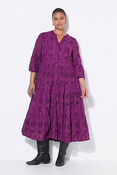 Studio Untold Maxikleid Maxikleid Lochstickerei Volants 3/4-Ärmel günstig online kaufen