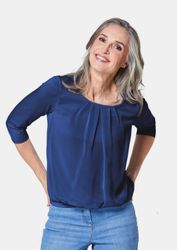 GOLDNER Kurzarmbluse Kurzgröße: Chiffon-Shirt mit 3/4-Arm, günstig online kaufen