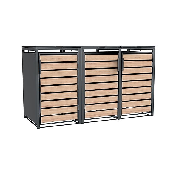 Westmann Mülltonnenbox Lacina 3 x 240, Anthrazit/Holzoptik 80 x 200 x 116 c günstig online kaufen