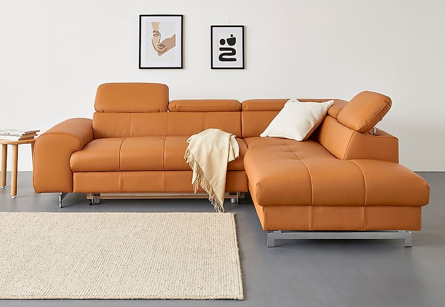 COTTA Ecksofa "Chef L-Form", mit Kopfteilverstellung, edle Metallkufen, wah günstig online kaufen