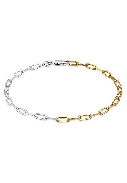 Elli Gliederarmband Glieder Oval Grob Basic Bi-Color Optik 925 Silber günstig online kaufen