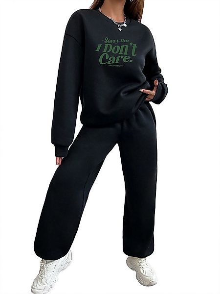PYLIKE Jogginganzug 2-teiliges Damen Trainingsanzug: Rundhals Print Sweatsh günstig online kaufen