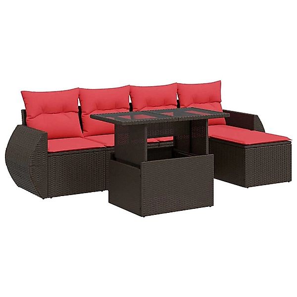 vidaXL 6-Tlg Garten-Sofagarnitur mit Kissen Braun Poly Rattan Akazie 332662 günstig online kaufen