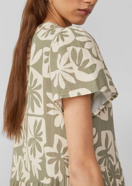 QS Minikleid Volantkleid aus Musselin Raffung günstig online kaufen