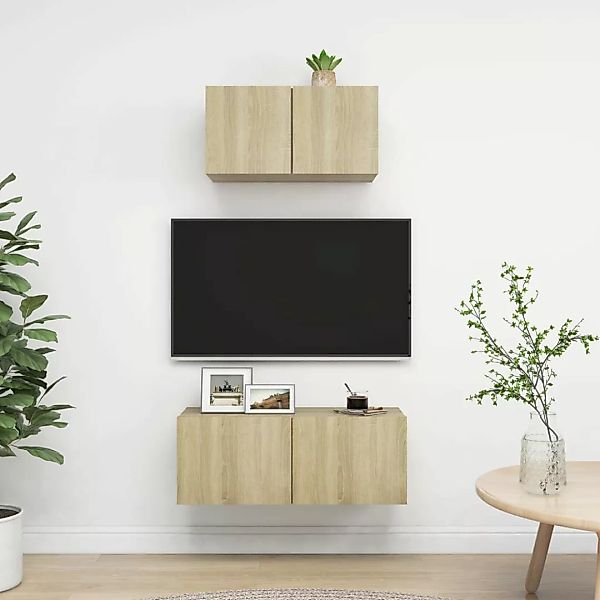 2-tlg. Tv-schrank-set Sonoma-eiche Spanplatte günstig online kaufen