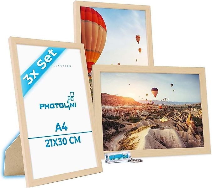 PHOTOLINI Bilderrahmen 3er Set modern mit bruchsicherem Acrylglas, Holz MDF günstig online kaufen