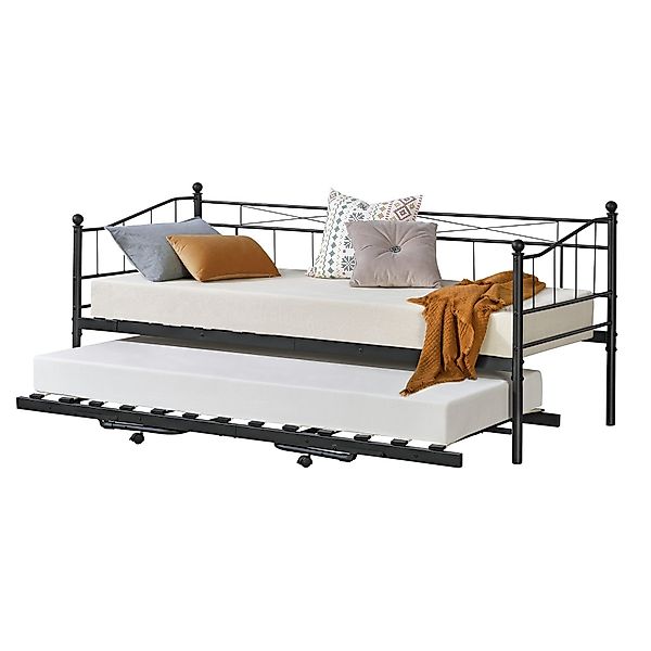 en.casa Metallbett, Skutskär Metallbett 90x200cm Schwarz günstig online kaufen