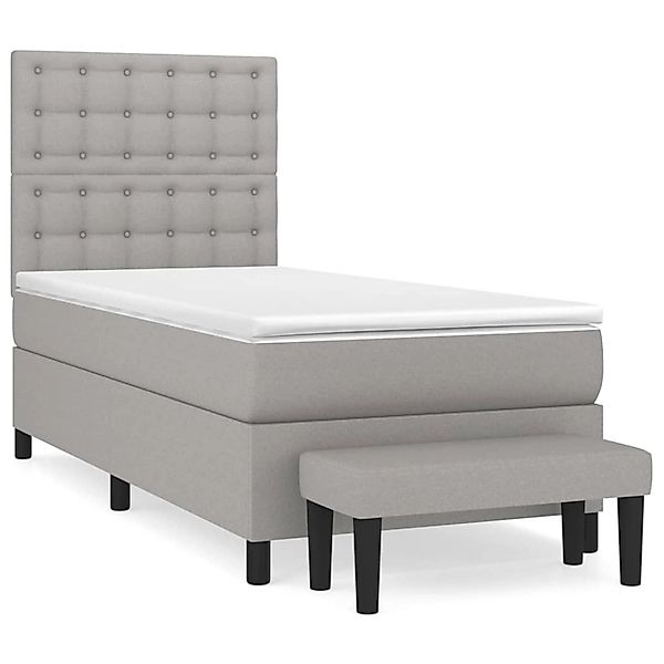 vidaXL Boxspringbett mit Matratze Hellgrau 90x200 cm Stoff1358472 günstig online kaufen