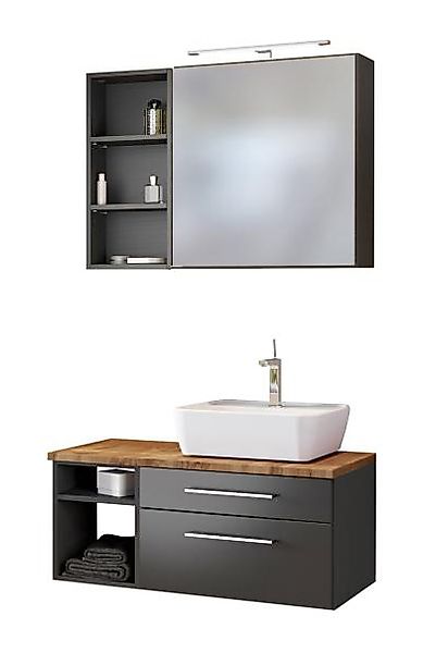 Waschtisch-Set 90 -E- Becken rechts Davos von Held Möbel Grau günstig online kaufen