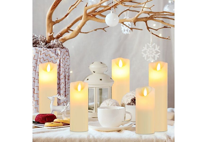 Clanmacy LED-Kerze LED Kerzen Set Flammenlose Weihnachtsdeko Candle Timer F günstig online kaufen