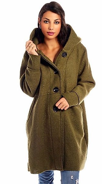 Charis Moda Wollmantel Melissa Rosso mit Schalkragenkapuze Oversized Look günstig online kaufen